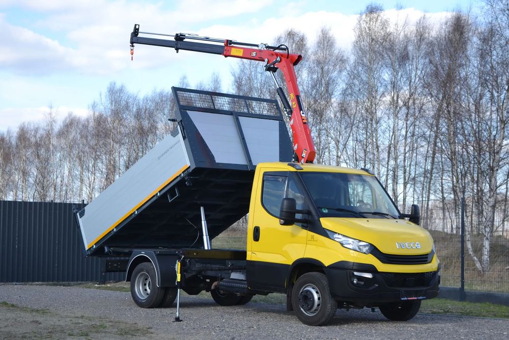 Iveco Daily 72-180 72C18 Nowy 3-stronny WYWROT Żuraw HDS Dźwig HC 45A2 Fassi Palfinger HMF Kiper Wywrotka  65C 50C 35C Nowa zabudowa SUPER STAN