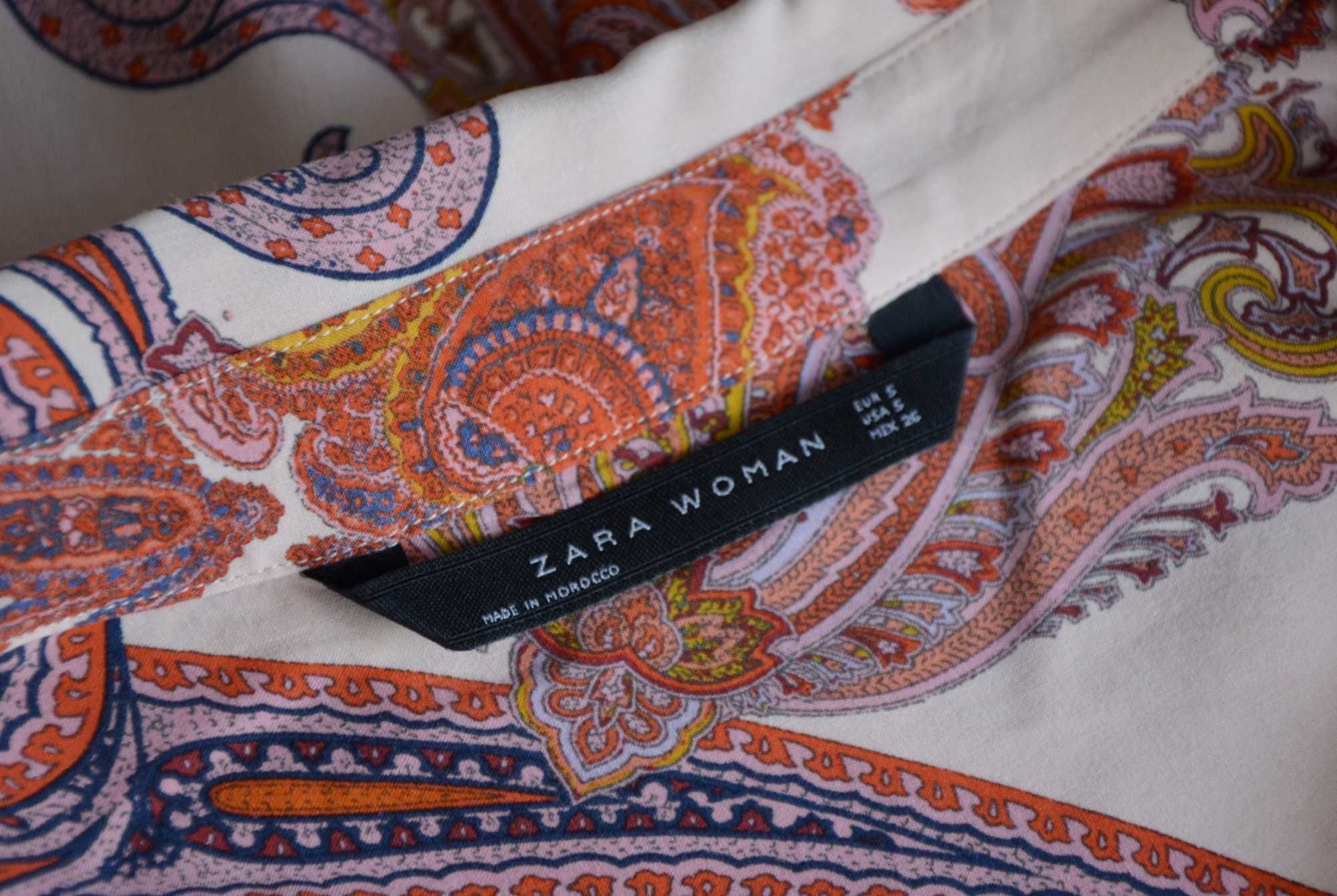 Zara długa zapinana sukienka maxi boho wzór aztec print 36 S