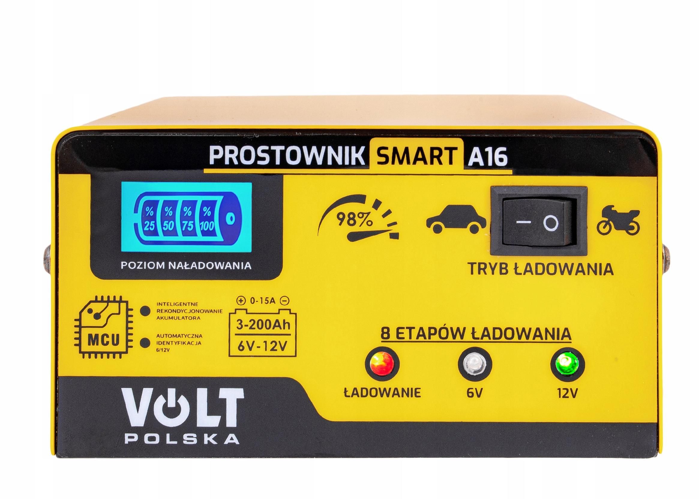 Ładowarka prostownik do akumulatora lcd 6V 12V 15A (PRO48)