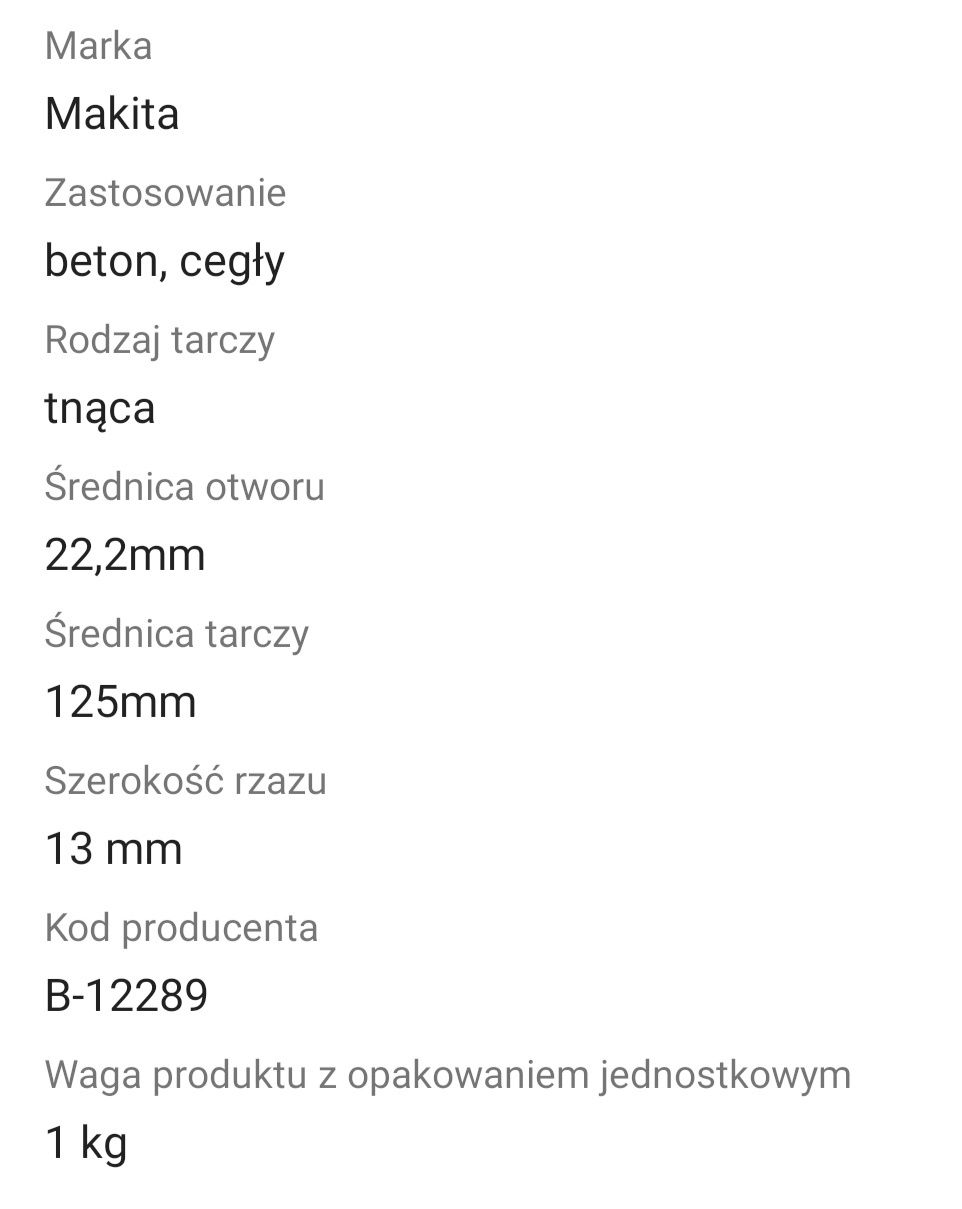 Tarcza szlifierska do szlifierki do betonu diamentowa MAKITA nowa