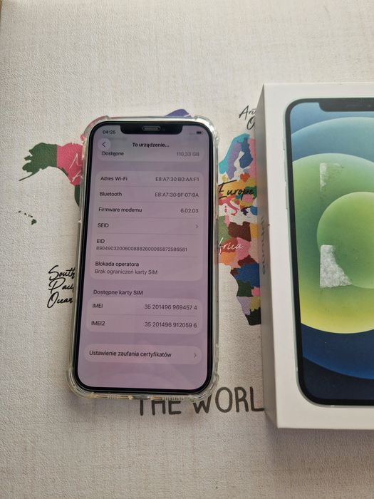 Iphone 12 pistacjowy 128gb, etui i szkło stan bdb