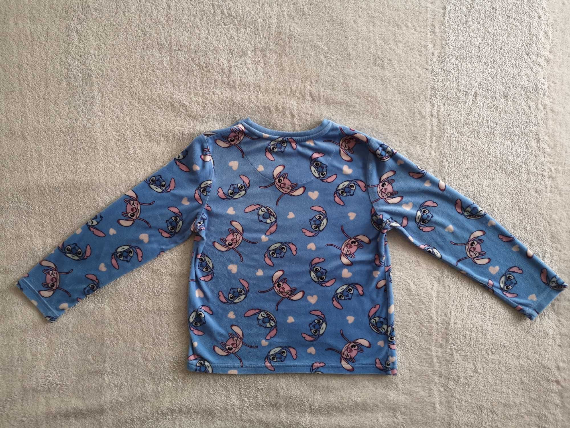 Niebieska welurowa pluszowa bluza Stitch Disney 128
