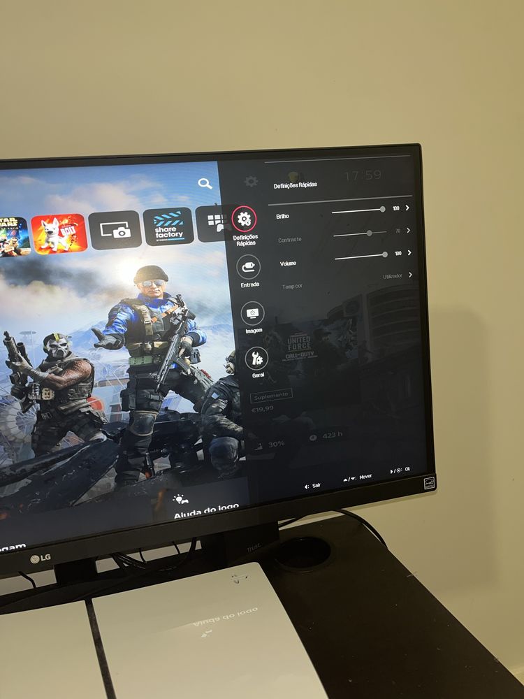 Ps5 +monitor 1080p + colunas de som + comando e cadeira gamer