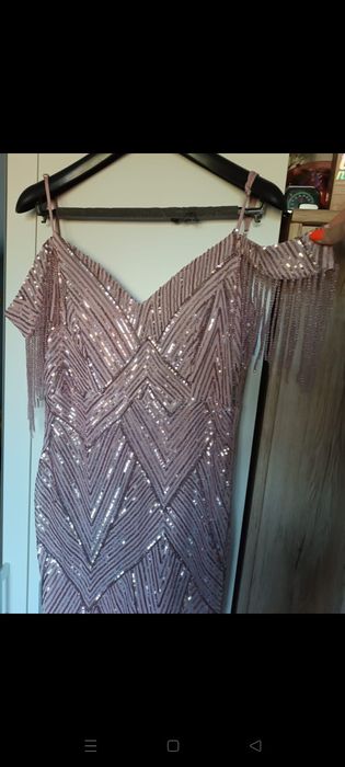 Sukienka imprezowa balowa cekiny długa rozm.L