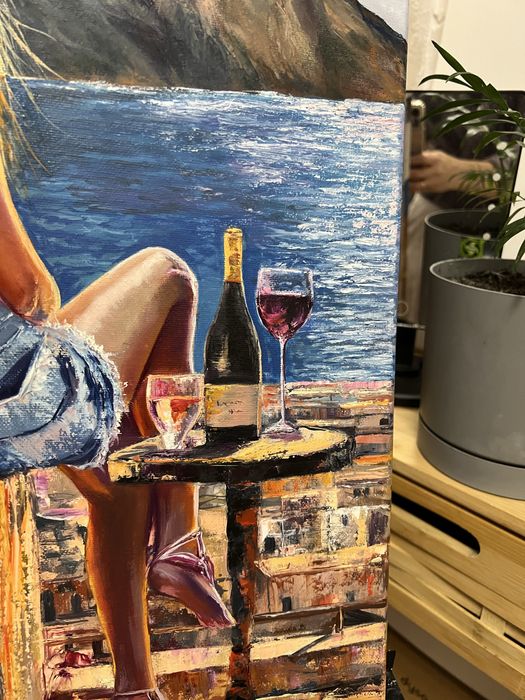 Obraz olejny, letni wieczór nad morzem 50*40