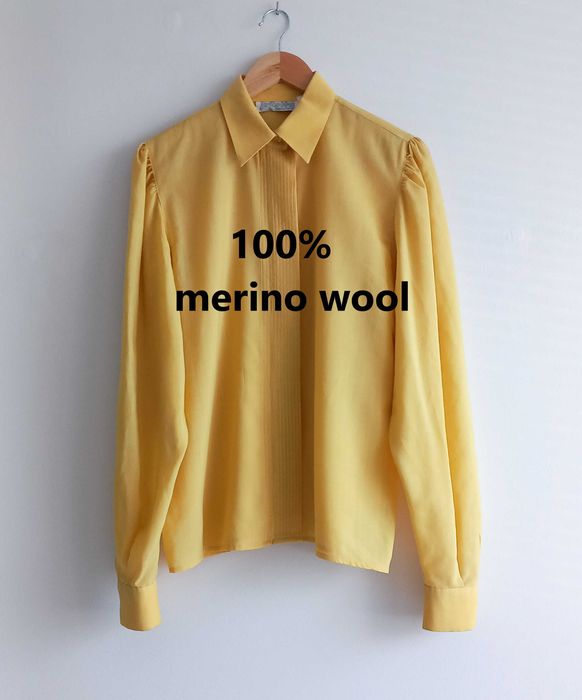 Koszula w stylu vintage z wełny merino woolmark pure virgin wool L