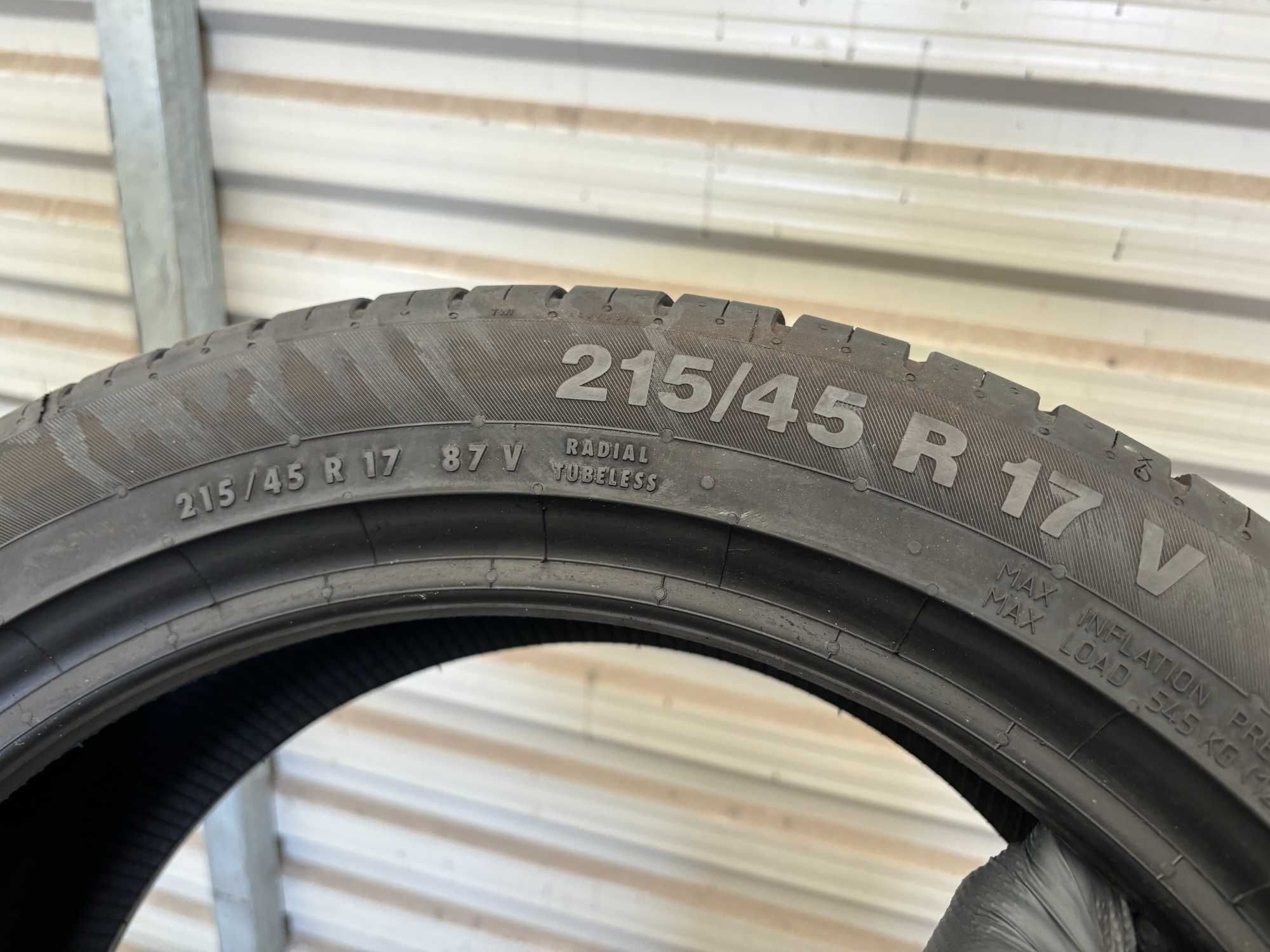 2szt letnie 215/45R17 Continental 7mm 2019r świetny stan! L3709 gwar