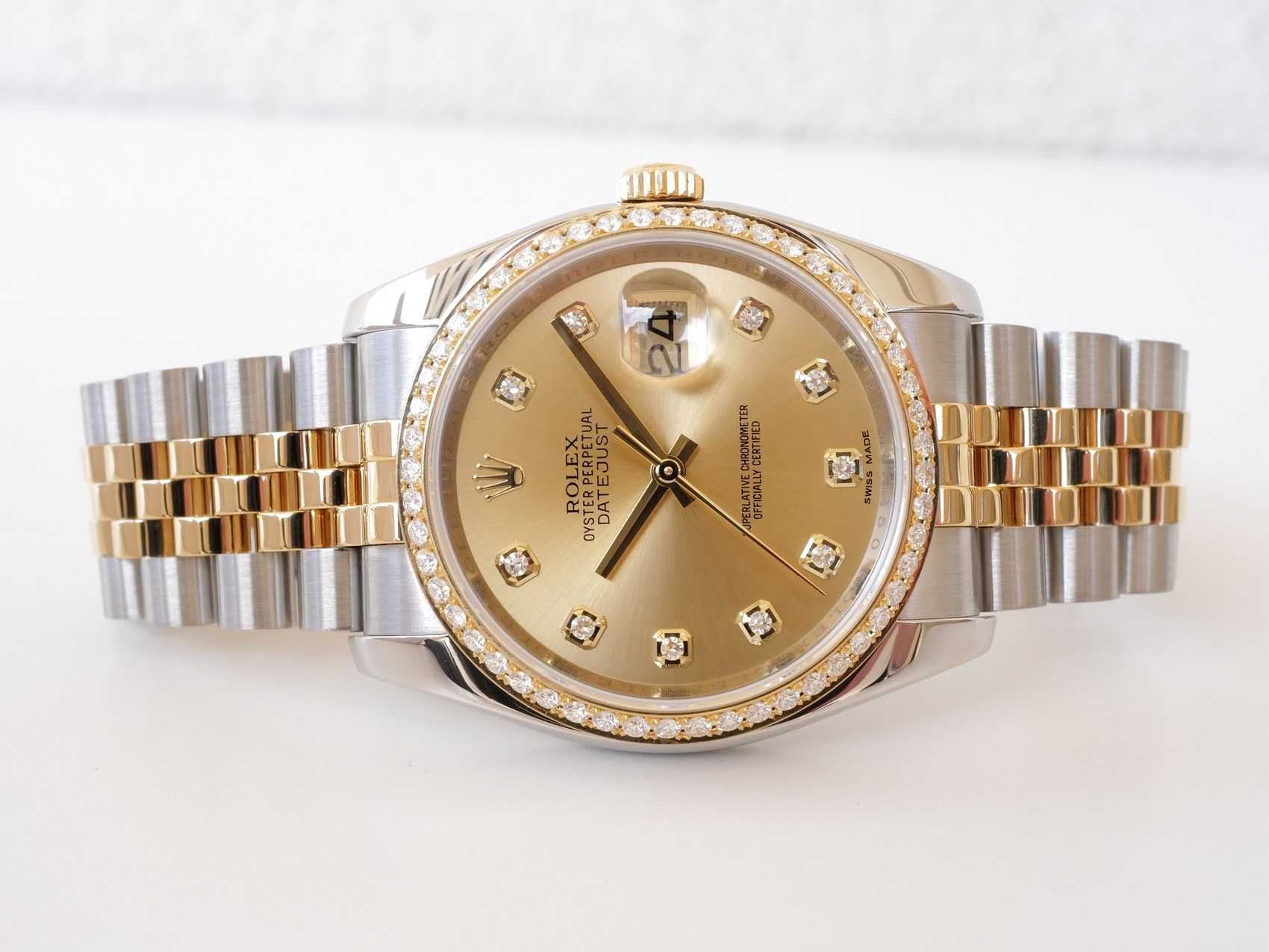 Rolex Datejust 36 Jubilee 18K Yellow Gold Champagne Diamond Dial Bezel