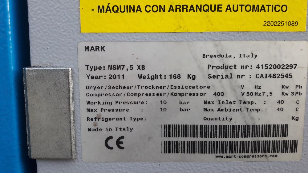Sprężarka Śrubowa Kompresor MARK 7.5 kw