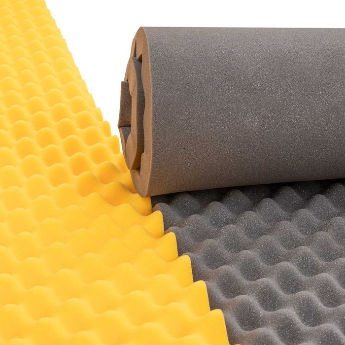 Panele akustyczne mata wygłuszająca pogłos w pomieszczeniu żółta szara