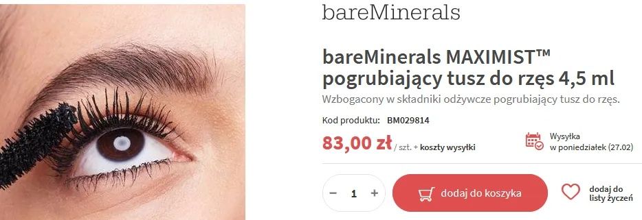 bareMinerals MAXIMIST pogrubiający tusz do rzęs 5ml