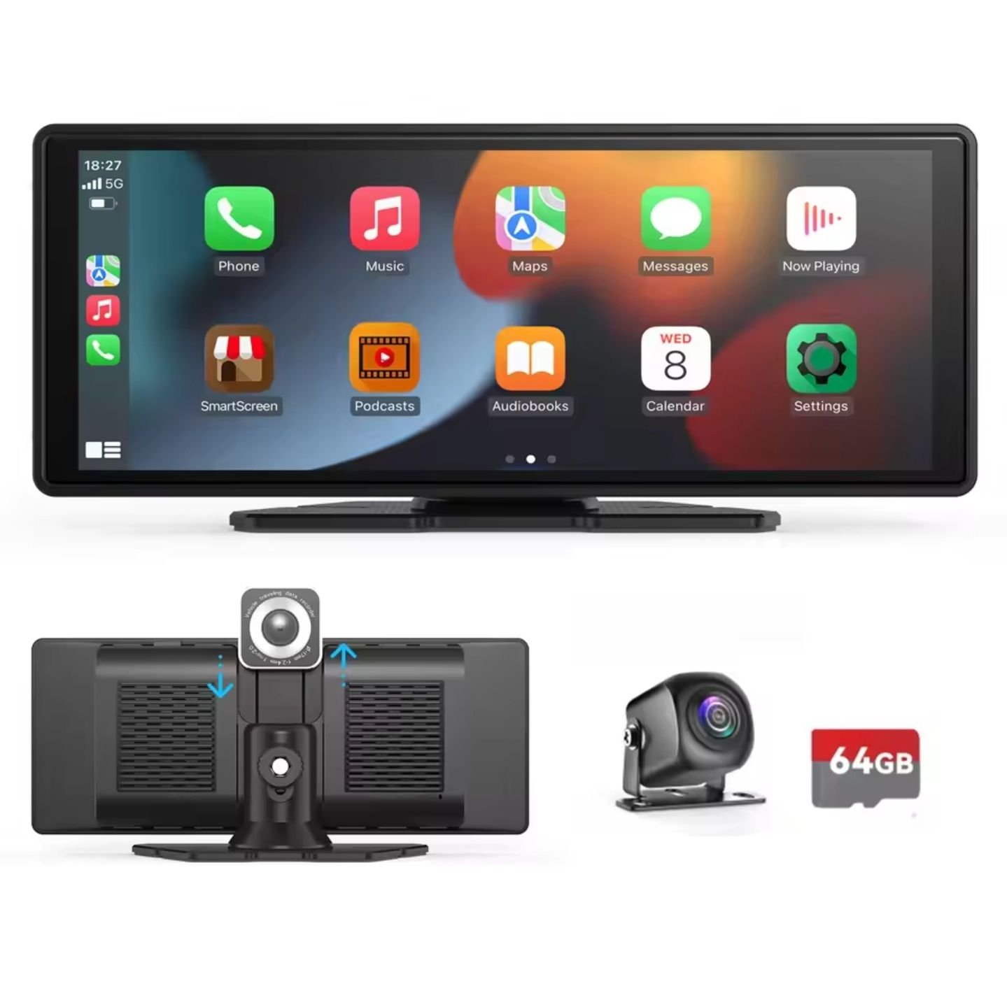 Radio Ecrã Android Auto Apple Car Play GPS Bluetooth Audio Aux Camera