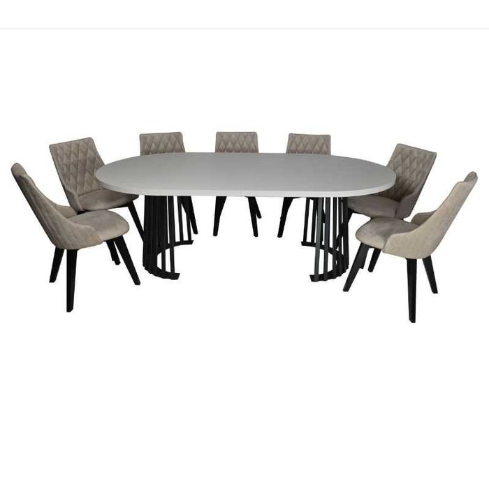 Stół okrągły, noga lamel-metal