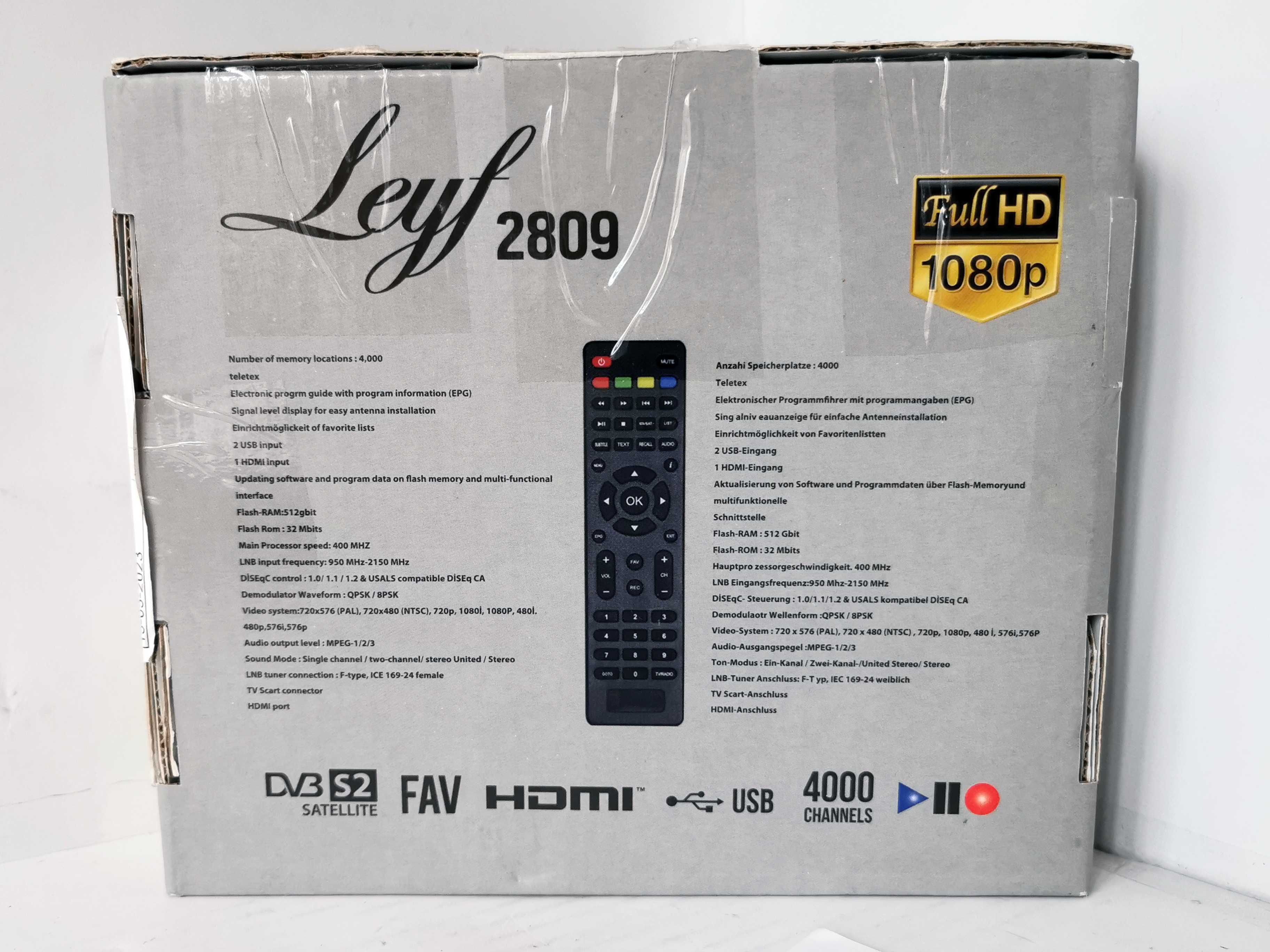 Tuner Dekoder Satelitarny DVB-S2 HD-Line LEYF 2809