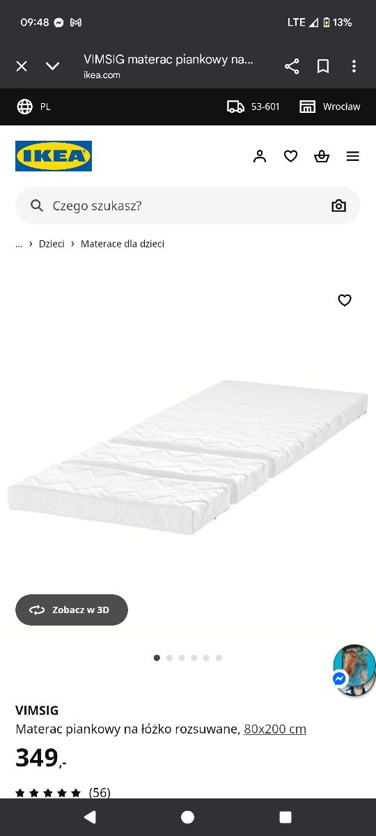 Łóżko rosnące wraz z dzieckiem +materac Ikea minnen