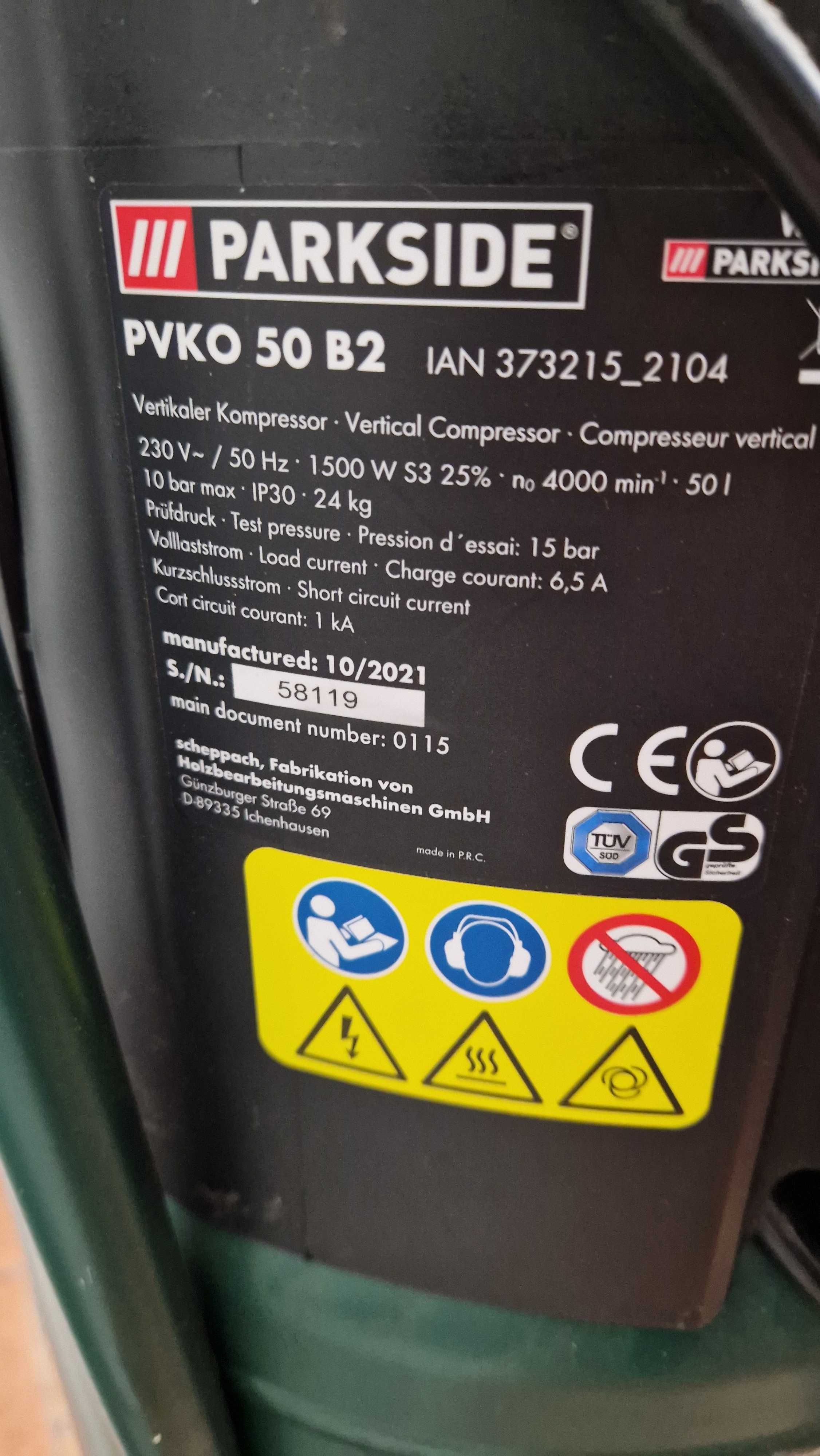 Sprężarka, kompresor PARKSIDE PVKO 50 C3/B2, 1500 W, pionowa - 2 szt.