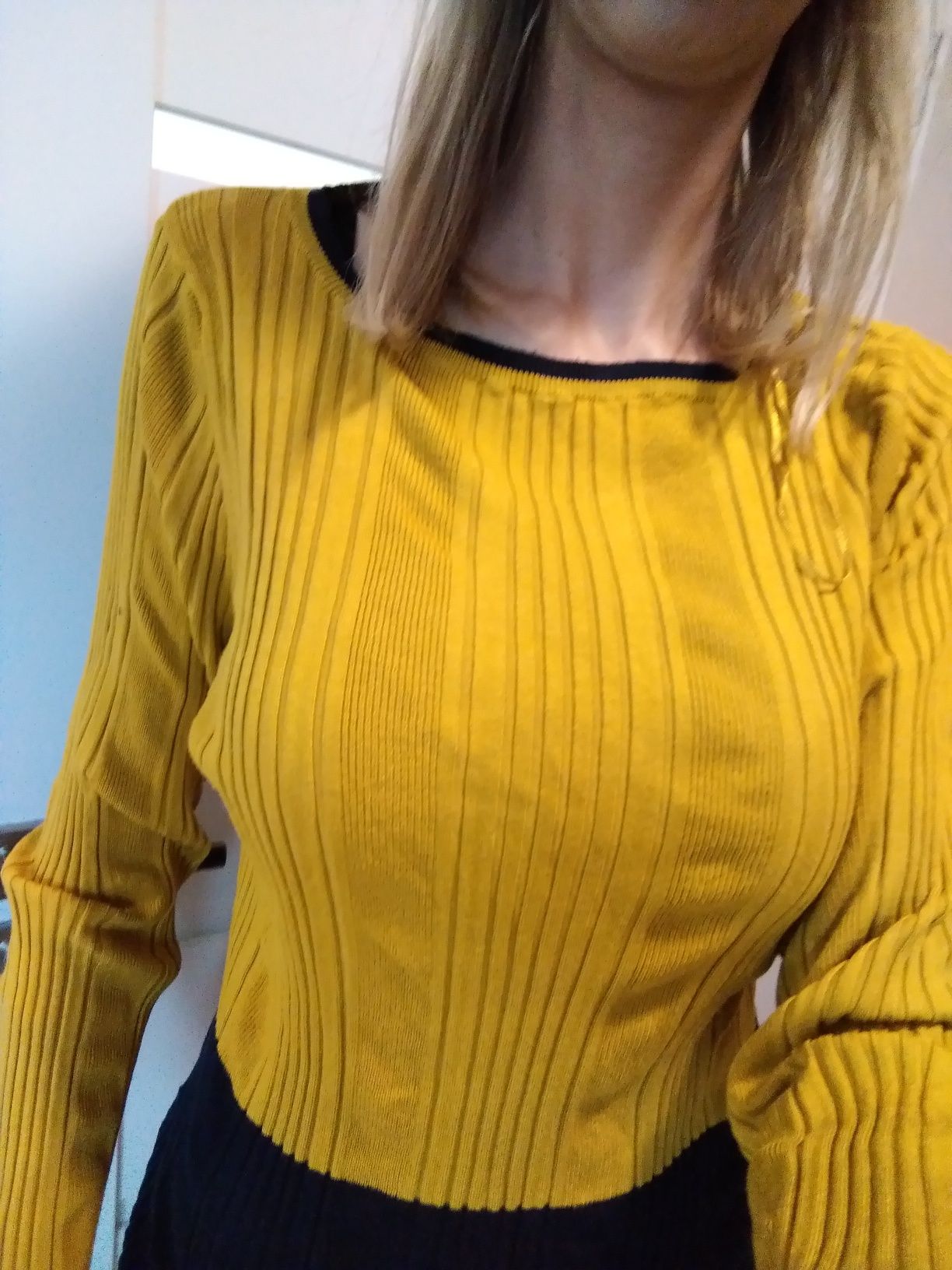 Sweter damski żółto czarny