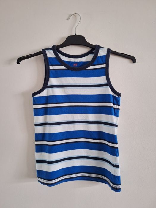 Podkoszulek/koszulka bez rękawów chłopięca H&M 122/128 biało-niebieska