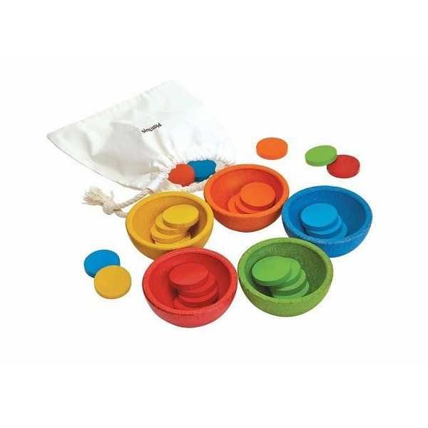 gra sensoryczna Montessori Sortuj i licz kolorowe żetony Plan Toys