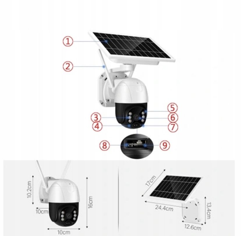 Kamera kopułkowa (dome) IP SIM 4G SOLARNA BATERIA 3 Mpx