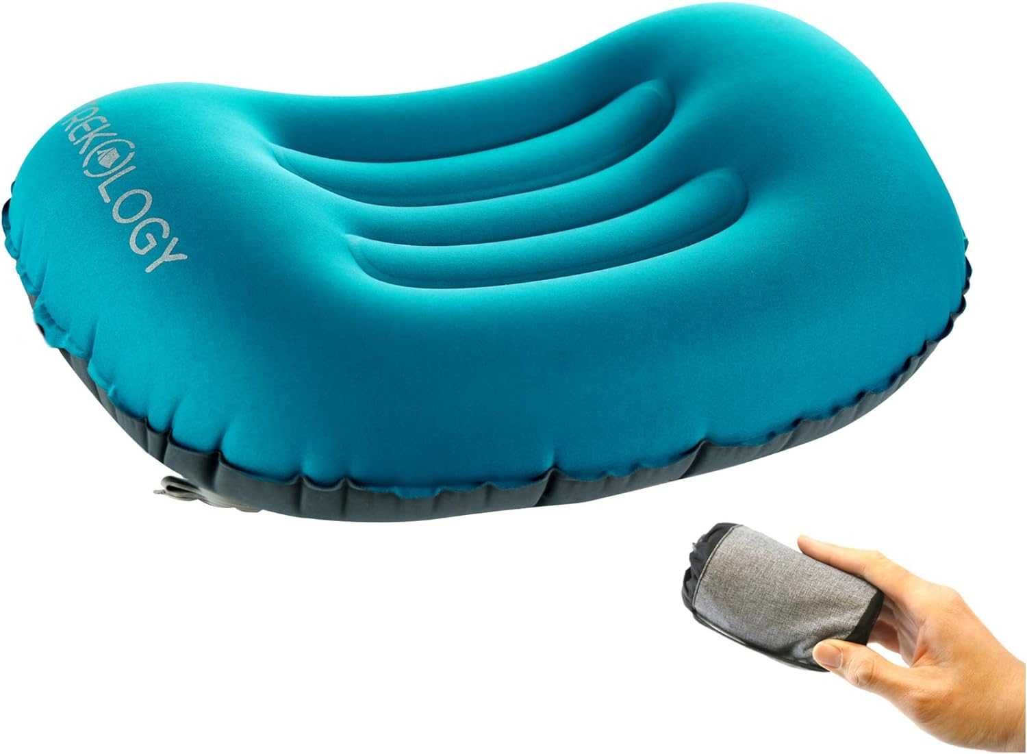 Trekology poduszka ergonomiczna campingowa pompowana turkusowa