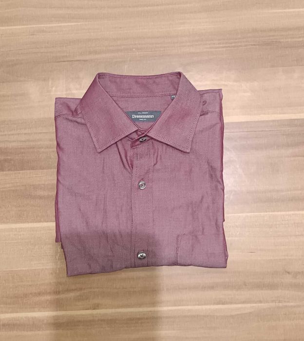 Casualowa koszula męska z długim rękawem M bawełniana fioletowa