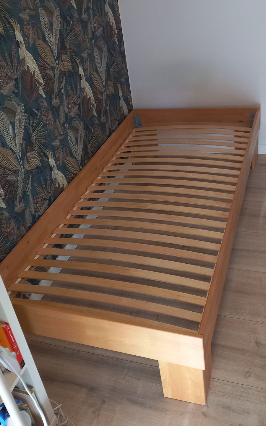 Łóżko 1-osobowe drewniane z materacem 90×200cm