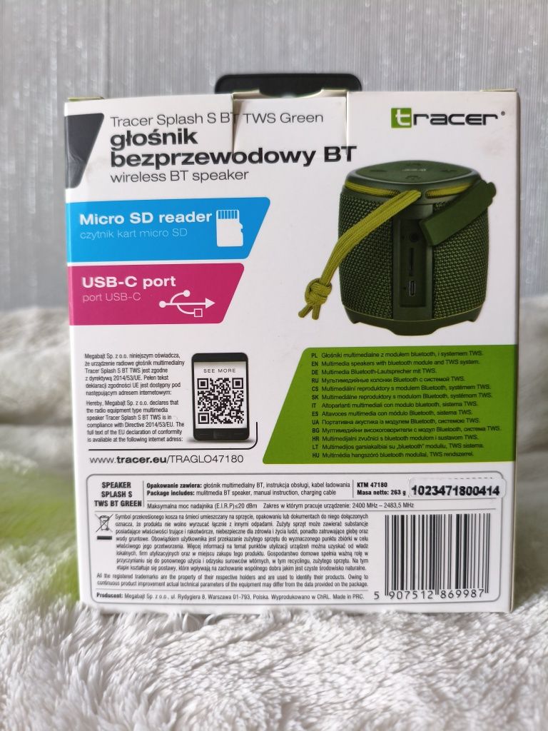 Głośnik Bluetooth •• Tracer Splash S Green •• Kraków •• Nowy