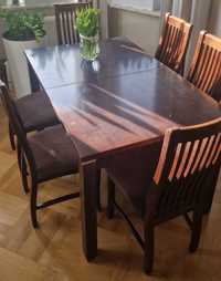 Stół i 6 krzeseł drewniane wenge