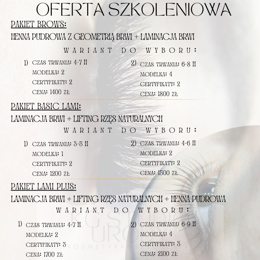 Szkolenia/ kursy/ warsztaty stylizacja brwi i rzęs/ przedłużanie rzęs