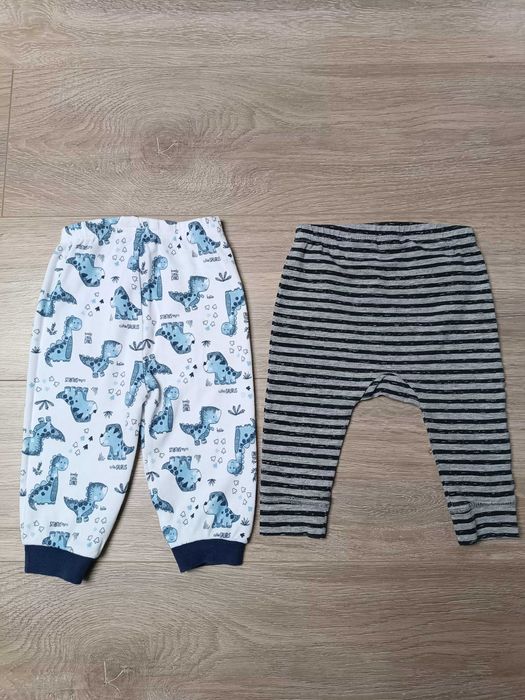 Spodnie spodenki x2 dinozaury paski 'George' 'H&M' 74