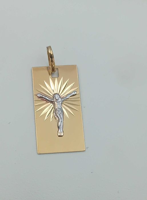 Złota zawieszka 585 Medalik Blaszka z Panem Jezusem NOWA/ Fajne Okazje