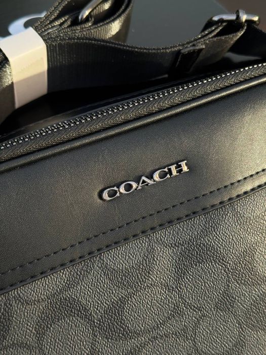 Сумка Coach чоловіча шкіряна сумка через плече Коач барсетка Коуч
