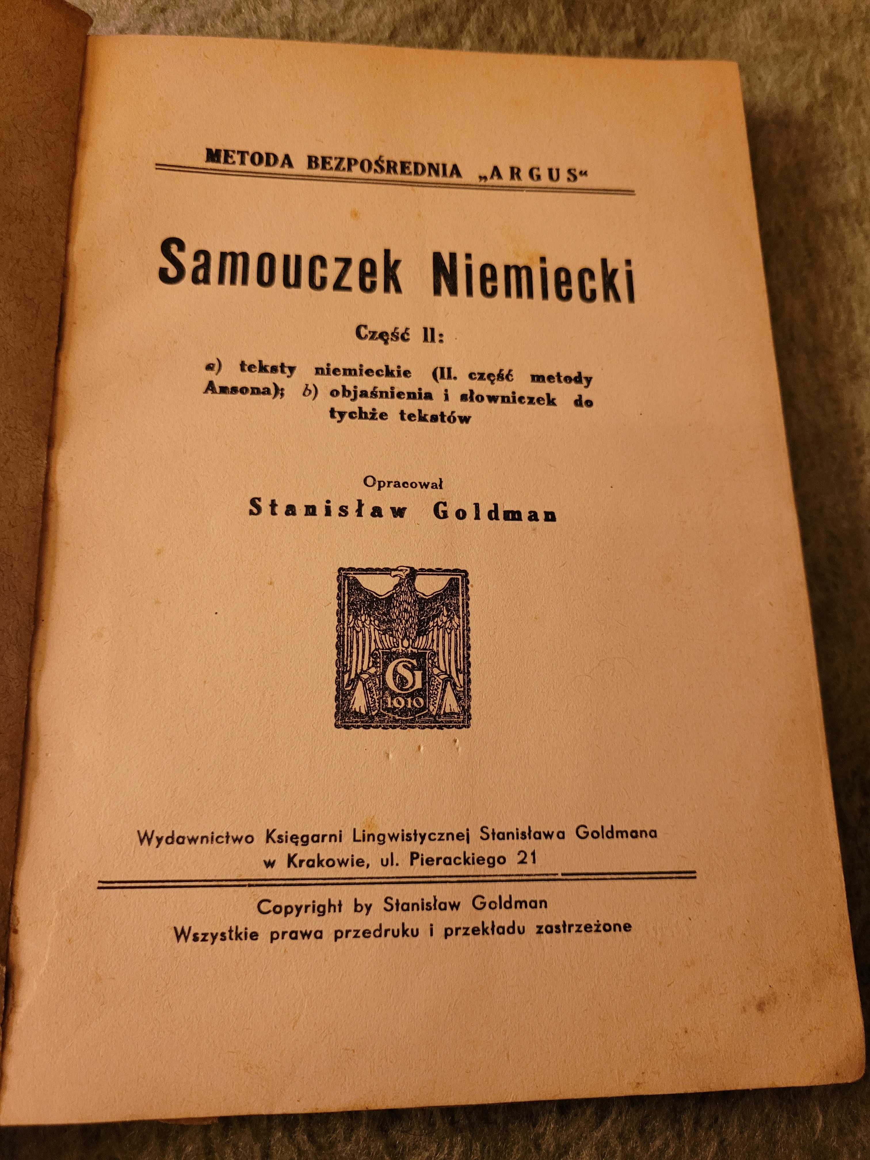 "Samouczek Niemiecki" cz. II - S. Goldman- metoda bezposrednia Argus.
