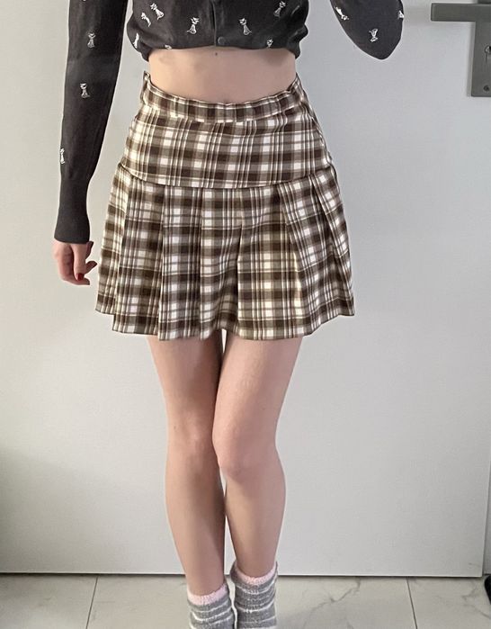 spódniczka dziecięca w kratę w kratkę krótka H&M dla dziewczynek