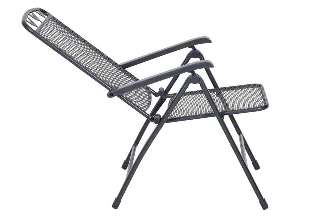 Greemotion Krzesło ogrodowe z regulacją oparcia, składane szare