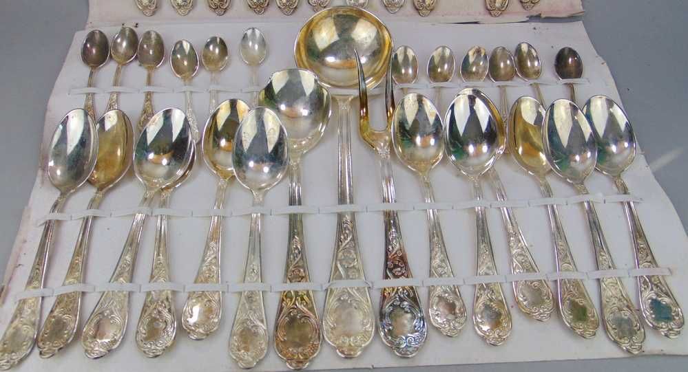 Posrebrzane sztućce ITALY A800 na 12 osób - zestaw 51 szt.