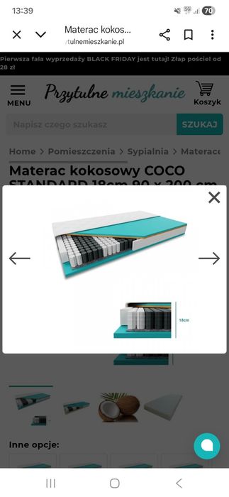 Materac kokosowy COCO MAXI 18 cm 80 x 200 cm