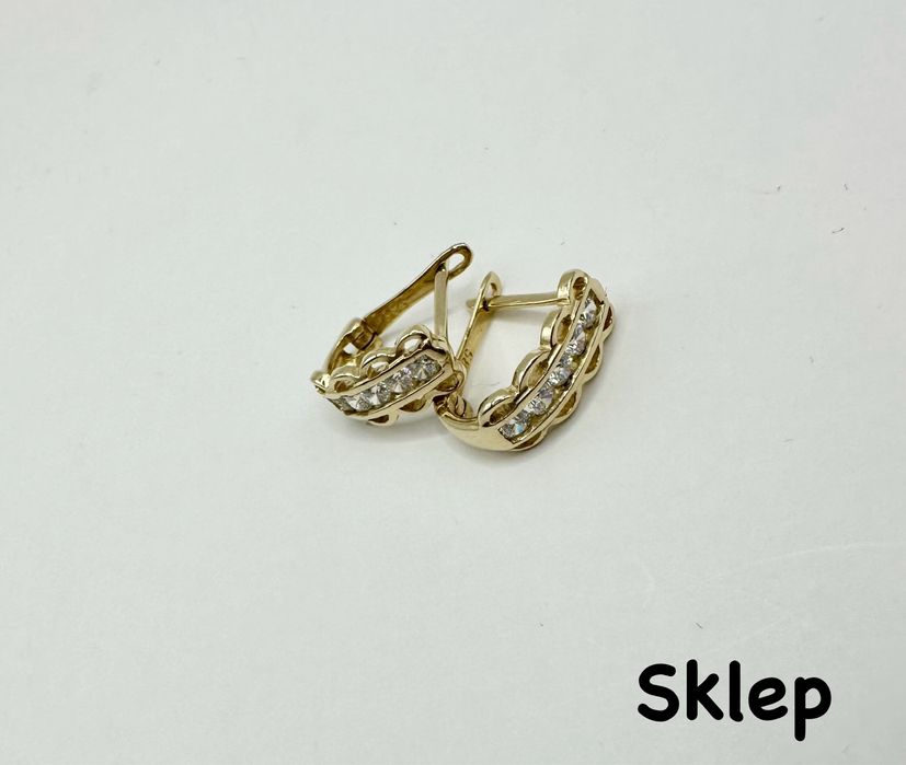 Złote Kolczyki z Cyrkoniami Pr.585 NOWE !