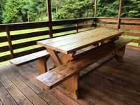 Drewniany stół z ławami meble ogrodowe ZOBACZ OKAZJA