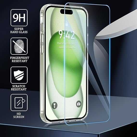 Przezroczyste etui do iPhone 15 + 2 szt szyby na ekran