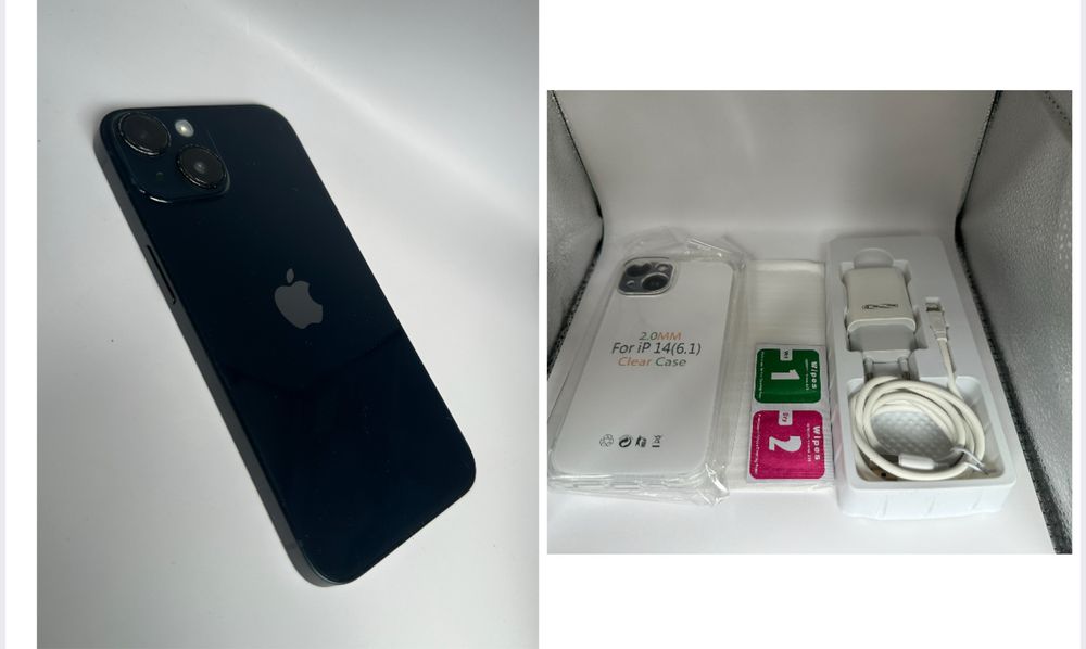 iPhone 14 128GB 100% kondycja czarny z gwarancją zestaw