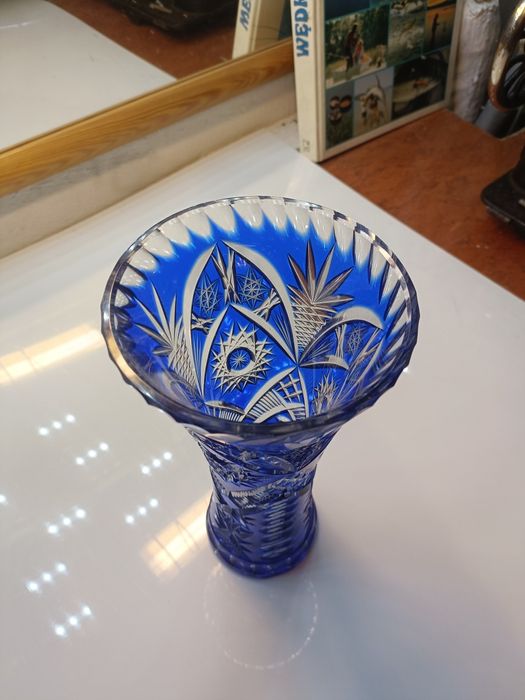 Wazon kryształowy niebieski Racibórz