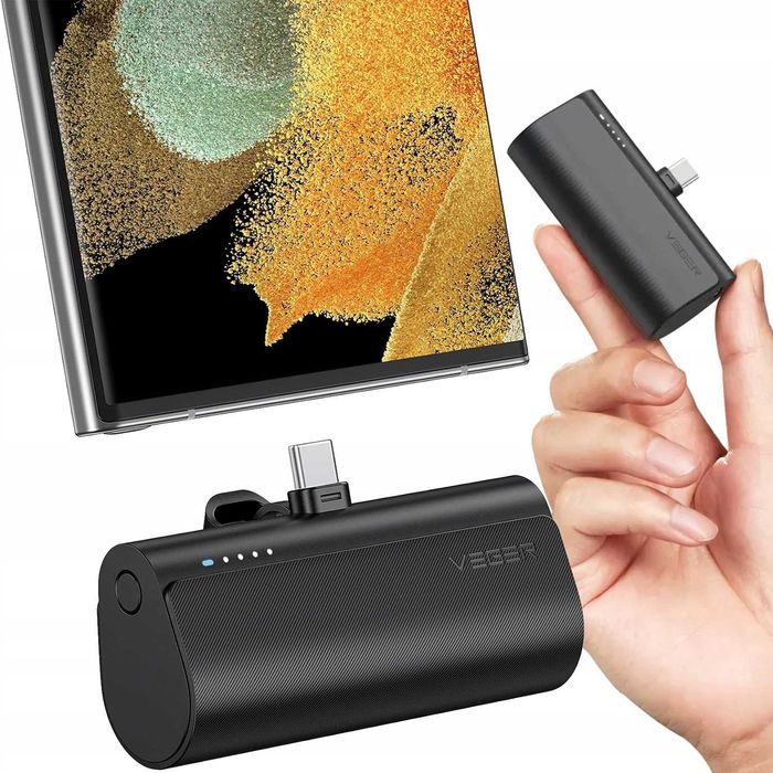 Powerbank 5000 mAh VEGER PlugOn PD 20W wbudowane złącze USB C lekki