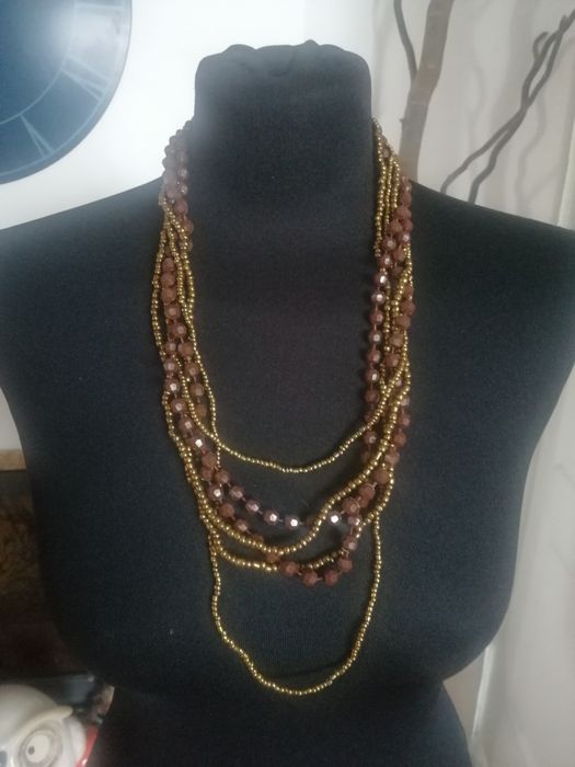 Koraliki brązowo złote