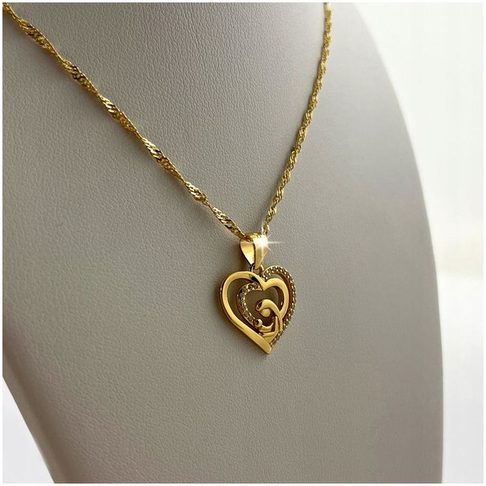 Złoty Naszyjnik Serce Srebro 925 + Róża Wieczna Led Na Urodziny Dla Ko