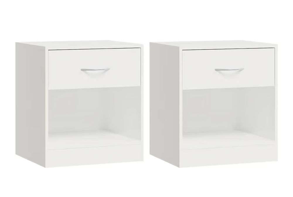 Szafki nocne z szufladą, 2 szt.,biały mat