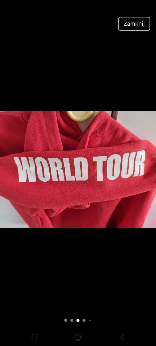 Bluza crop top oversize czerwona Justin Bieber Purpose World Tour