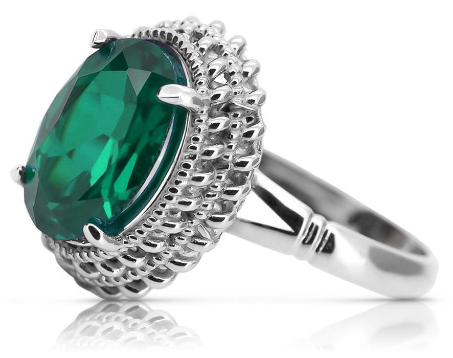 Srebrny pierścionek Rosyjski 925 z Szmaragdem vrc068s Vintage Wrocław