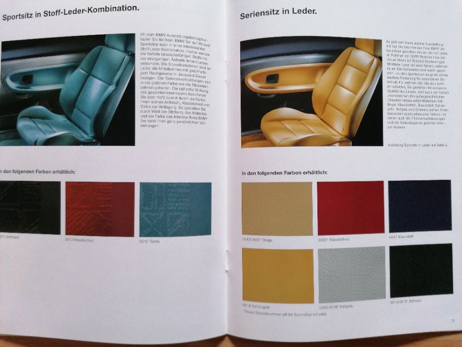 Prospekt BMW 3 E36 paleta kolorów